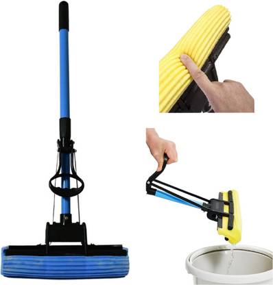 arther PVA Sponge Mop for Quick Home Floor Care, Self-Wringing & Adjustable Handle Sponge Mop
