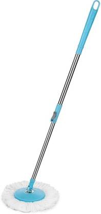 Mopkart Steel Spin Mop Stick for Floor Cleaning Without Bucket with Microfiber Head Mop Head and Rod