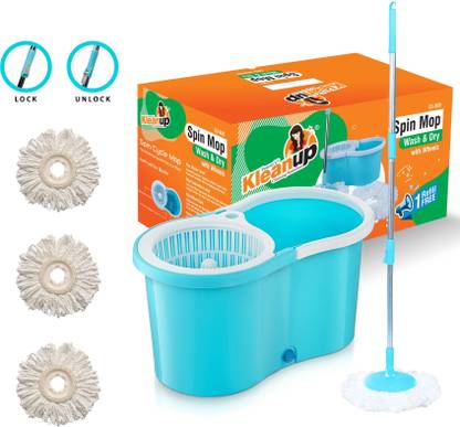 Pranay's Kleanup Amazing Smart Easy To Clean Floor Magic Bucket 2 Absorbers, Floor , Wet and Dry Mop Set