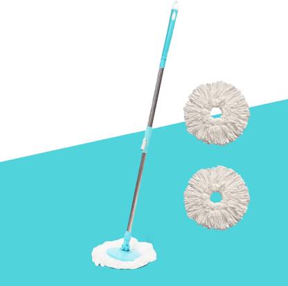 Pranay's Kleanup Prime Spin Mop-Rod Set|Wet & Dry|Cleaning Mop|Mops Pocha 2 Microfiber Refill Mop, Mop Refill, Mop Set