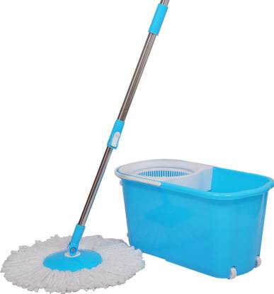 Esquire Esquire Elegant Classic 360° Spin Mop Bucket Set with Wheels - Blue Mop Set
