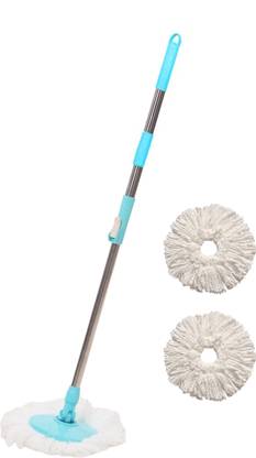 Pranay's Kleanup Efficient Spin Mop-Rod Set|Wet & Dry Cleaning Mop|Mops Pocha 2 Microfiber Refill Mop Rod