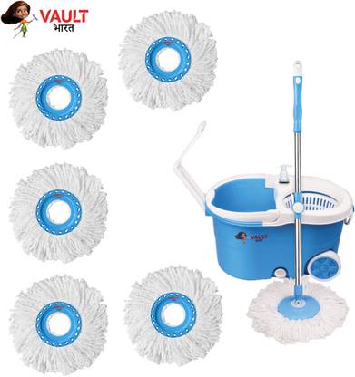 VAULT BHARAT Bucket Mop Set With Handle & Wheel | V57+V3+5 Mop Set