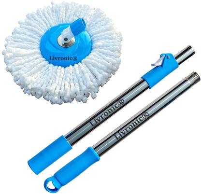 Livronic Stainless Steel Magic Spin Mop Floor Cleaner Stick Rod String Mop