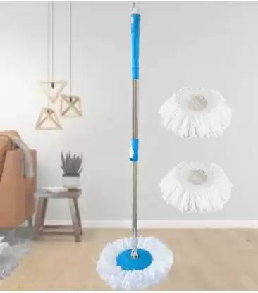 mopSwastik Spin Mop-Rod Stick, Mop Head And 2 Refill - Wet&Dry Floor 360 Mops Pocha Mop Set