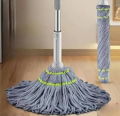GKNEX Twist Mop Microfiber Twisting Mop Stainless Steel Handle Wet & Dry Mop Mop Head and Rod