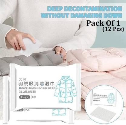 FlyTouch (12 Pcs)Down Coat Cleaning Wet Wipes Portable Wash-Free Clothes Cleaning Wipes Wipes