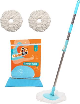 Pranay's Kleanup Combo Spin Mop-Rod Stick, Mop Head, Wipe, And 2 Refill - Wet & Dry 360 Mop Mop, Mop Refill, Mop Set, Cleaning Wipe