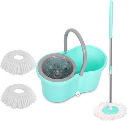 Zemlite Mop Set with Bucket Mop - 360 Degree Self Spin Wringing (With 2 Refill) Mop Set