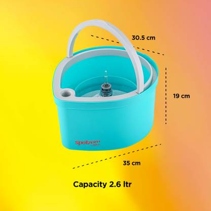 Spotzero by Milton Fresh Flow Triangle Flat Squeeze Mop with Bucket 2.6 L & 2 Reusable Pads Clean Mop Set