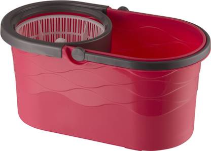 POLYSET Wave Mop Bucket with 2 Microfiber & Adjustable Height and Clip Lock Handle Mop Set