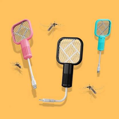 EKAM GLOBAL New Mini Mosquito Bendable Electric Tak-Tak Trap Racket with USB Port Electric Insect Killer Indoor, Outdoor