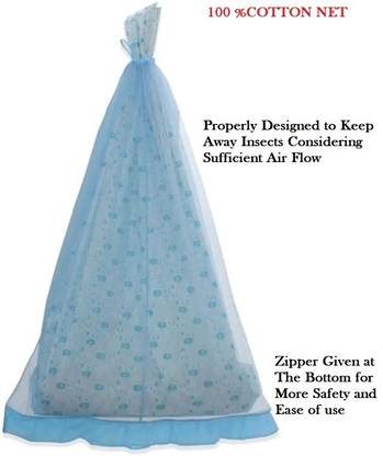 Kimmimeow Cotton Infants Washable Cradle / Thottil/ Jhula mosquito net for baby Blue (0-3) years Mosquito Net