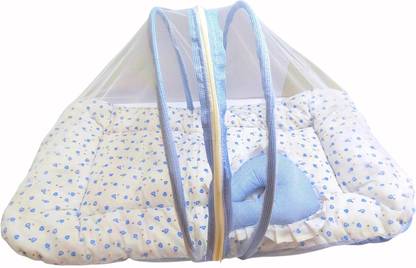 Growing Steps Cotton Kids Polyester Kids Mosquito Net with Play Gym and Baby Bedding Set (Blue) Mosquito Net Mosquito Net
