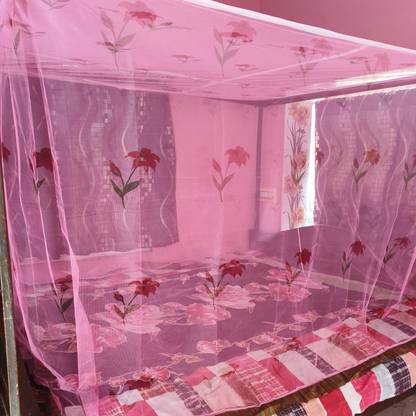 Yousufenterpris Cotton Adults Washable This best quality mosquito net machhardani masari double bed print pink colour Mosquito Net