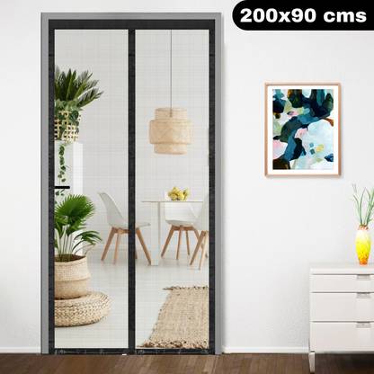 Classic Mosquito Net Fibre Adults Washable (200x90 cms) magnetic Self Adhesive Door Mosquito Net