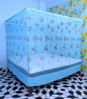 Fabrachana Cotton Adults Washable MP 4-Blue3 Mosquito Net