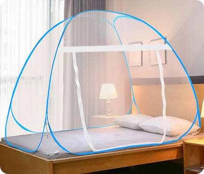 credicus Polyester Adults Washable Mosquito Net Foldable Double Bed Net with Ventilation/Visibility & Free Saviours Mosquito Net