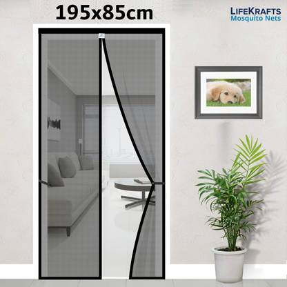 Lifekrafts 120 GSM Fiberglass Magnetic Door Fibre Washable Adults Mosquito Net