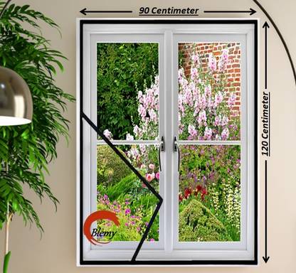 BLEMY Mosquito Net For Window With Self Adhesive Hook & Loop Tape Size - 3X4 Feet Polyester Washable Adults Mosquito Net