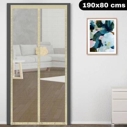 Classic Mosquito Net Fibre Adults Washable (190 cm X 80 cm)Magnetic Screen Door Net with Full Frame Hook&Loop Mosquito Net