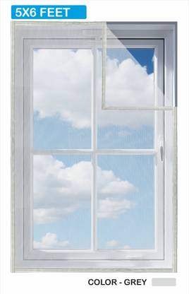 Auranest Window Mosquito Net Pre Stiched with Adhesive Hook & Loop Tape Polyester Washable Adults Mosquito Net