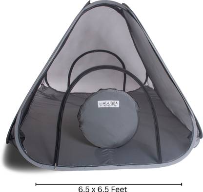 AL-UQBA Polyester Adults Washable King Size 6.5×6.5 Feet With Foldable Double Sided Gate Mosquito Net