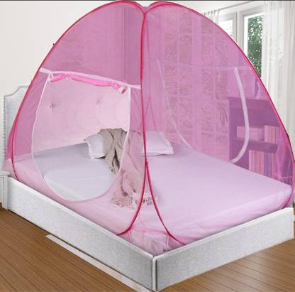 KHANJAN FASHION FAB Polyester Adults Washable PINK machhardani top machardani stand wali mosquito net open machardani big siz Mosquito Net