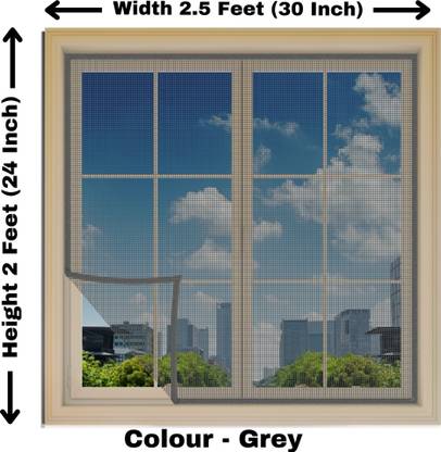 Woodluck Fiberglass Mosquito net for window self Adhesive hook & loop tape-2x2.5 Feet Fibre Washable Adults Mosquito Net