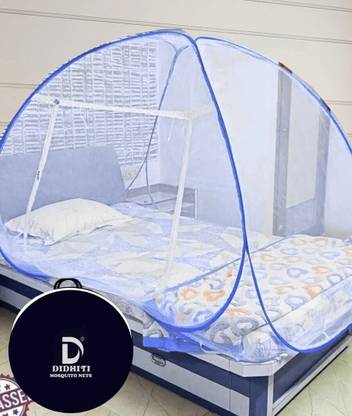 didhiti Polyester Adults Washable White machar dani tent for Single Bed (4x5ft)| Lightweight chen chein wali mach Mosquito Net