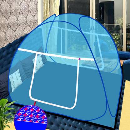 ShreejiHuf Polyester Adults Washable Mosquito Net Sky Blue And Blue Foldable Double Bed Net King Size Mosquito Net