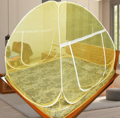 KHANJAN FASHION FAB YELLOW plang machhardani machar dani for baby mosquito net tent queen size doub Polyester Washable Adults Mosquito Net