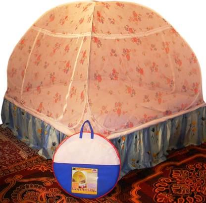 HEALTHY SLEEPING Polyester Adults Washable Polyester Foldable Double Bed Mosquito Net