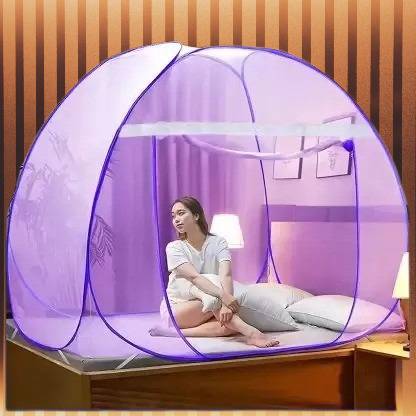HouseHug Polyester Adults Washable Polyester Foldable Mosquito Net for King Size Bed Mosquito Net