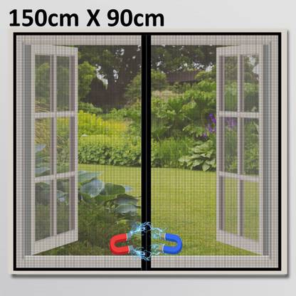 TurtleGrip Polyester Adults Washable Magnetic Window Mosquito Net with Self-Adhesive Hook Tape DIY Installation Mosquito Net