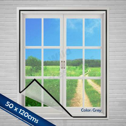 Wild Accessories Pre-Stitched 120GSM Insect Net for All Windows50x120cm or 1.6x4ft - Grey)Window Fibre Washable Adults Mosquito Net