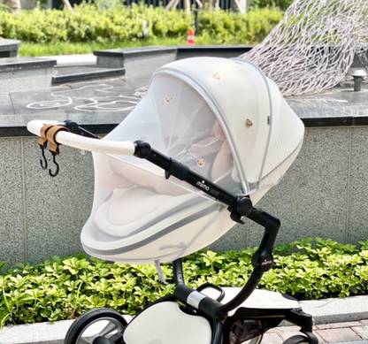 Pearls Of Korea Polyester Infants Washable Baby Stroller Mosquito Net (WHITE BEAR) Mosquito Net