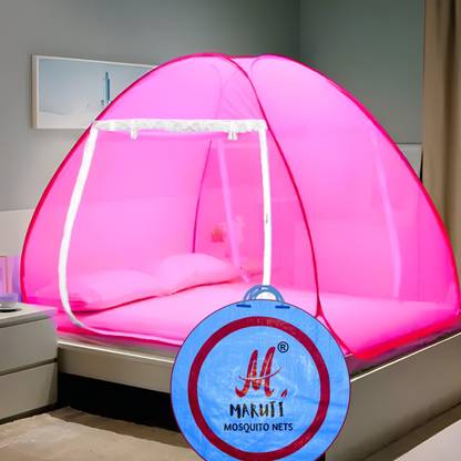 Maruti Enterprise Polyester Adults Washable ® Double Bed, King Size, 6x6, 7x7, 8x8, 6x6.5 ft - Foldable Portable Tent Mosquito Net