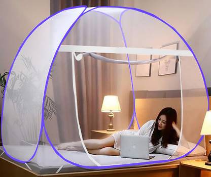 ANIRUDHA Polyester Adults Washable Blue Mosquito Net Double Bed Nets for Size King Foldable Child Mosquitoes Mosquito Net