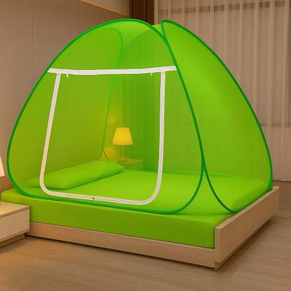 TYF Cotton Adults Washable Double bed Size (6 ft) X 180 (6 ft) X 145 Foldable Mosquito Net