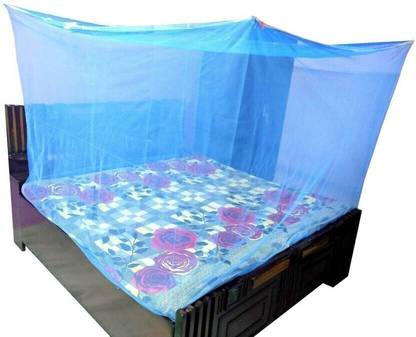 BHB CREATION Polyester Adults Washable Double Bed Blue Mosquito Net 7 * 6 Mosquito Net