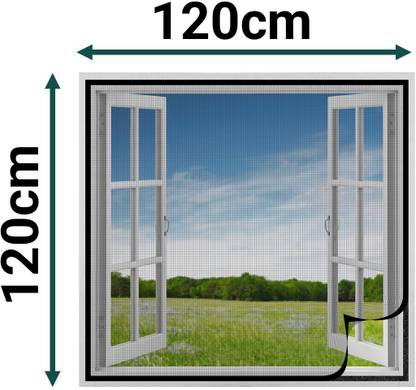 SafeMyles 120 GSM Fiberglass Pre-Stitched Window Fibre Washable Adults Mosquito Net