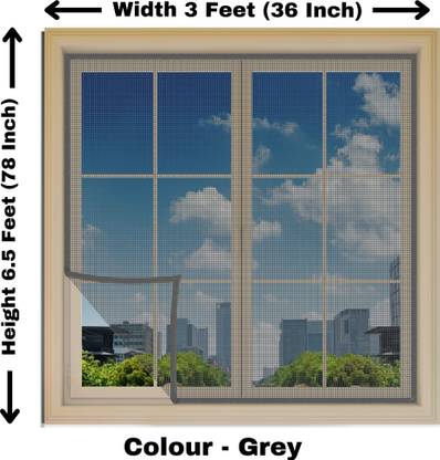 Woodluck Fibre Adults Washable Fiberglass Mosquito net for window self Adhesive hook & loop tape-6.5x3 Feet Mosquito Net