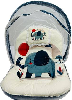 Kelvy Creation Soft and Comfortable New Born Baby Bedding Set with Protective Mosquito Net Baby Bedding set with Mosquito Net 3D Animal Printed
