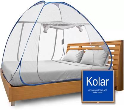 Kolar Polyester Adults Washable Foldable Double Bed With Mobile Pocket Mosquito Net