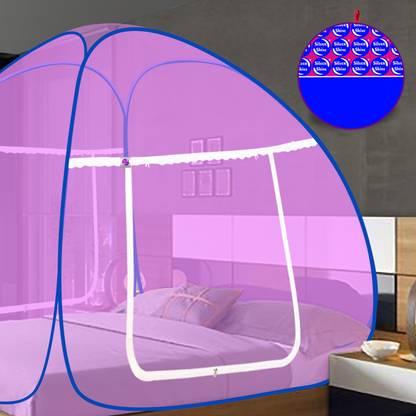 Shreeji Polyester Adults Washable Mosquito Net Purple Foldable Double Bed Net King Size Mosquito Net