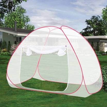 SILVER SHINE Polyester Adults Washable Foldable Polyester Multi Color Washable Single Bed Mosquito Net Mosquito Net