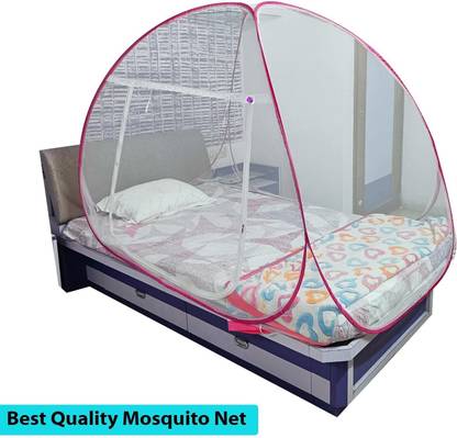 Maharani Nylon Adults Washable Adults Single Bed Nylon Mosquito net without Base Cloth - Pink Mosquito Net