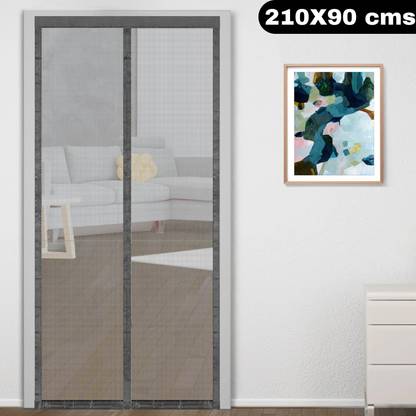 Classic Mosquito Net Fibre Adults Washable Magnetic Screen Curtain Patio Door mesh Self-Closing with Full Frame self adesive Hook&Loop (210*90 cm) Mosquito Net