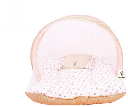 BULI-WEAR Buli wear Super Soft, Cotton Baby Mattress with Net - Bedding Set (0-6 Months ,Orange Dil) standard crib